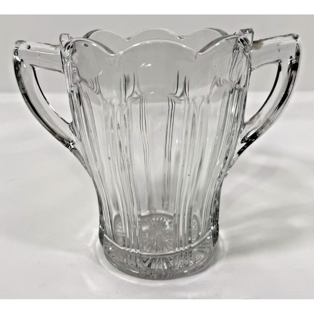 Cambridge Spooner Glass 5.25in Clear 4 Line Ribbed Handled EAPG Vintage